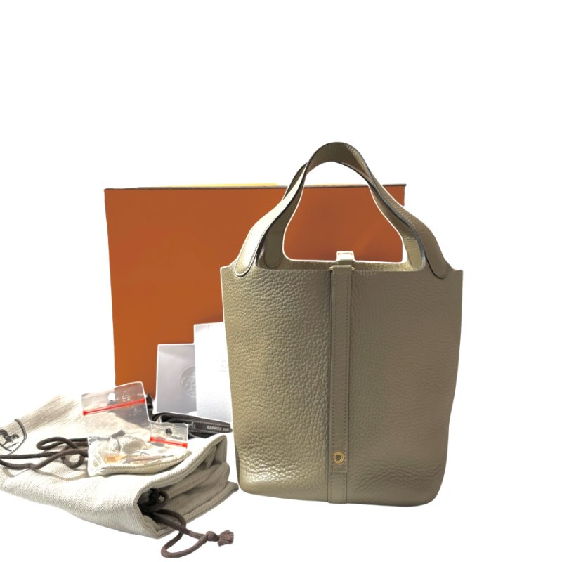 Used HERMÈS TC Picotin 22 Handbag Beige GHW-2