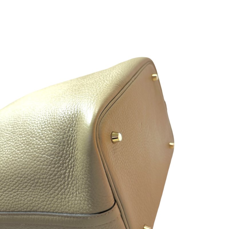 Used HERMÈS TC Picotin 22 Handbag Beige GHW-7