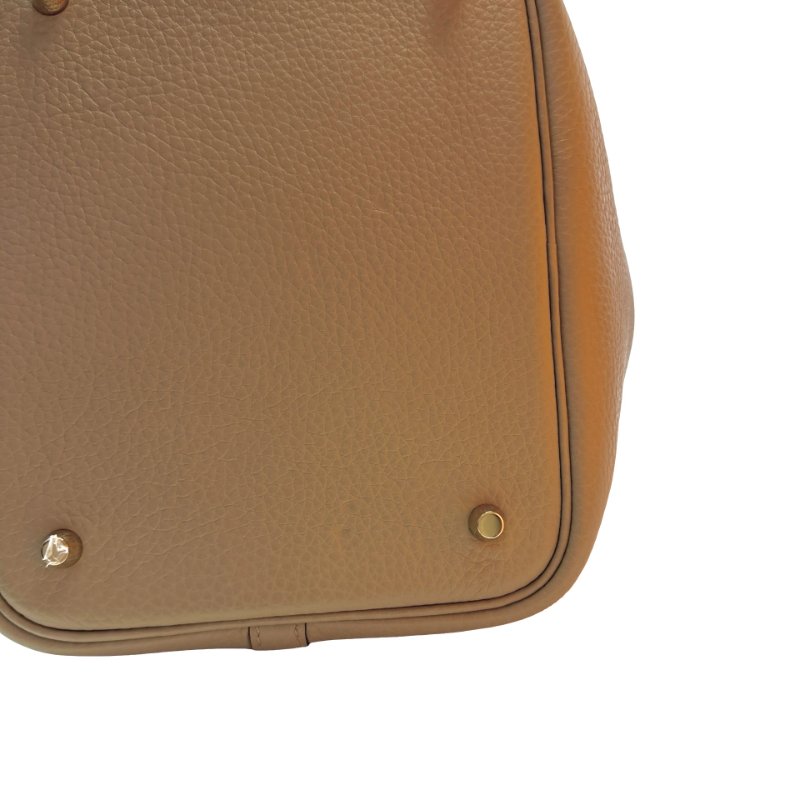 Used HERMÈS TC Picotin 22 Handbag Beige GHW-9