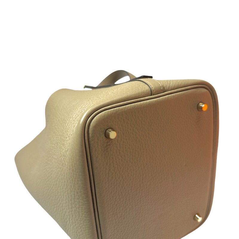 Used HERMÈS TC Picotin 22 Handbag Beige GHW-13