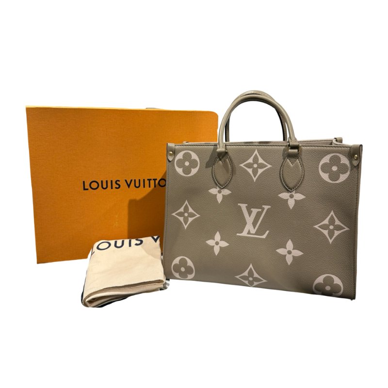 Used LOUIS VUITTON Monogram On the Go Tote Bag Grey GHW-1