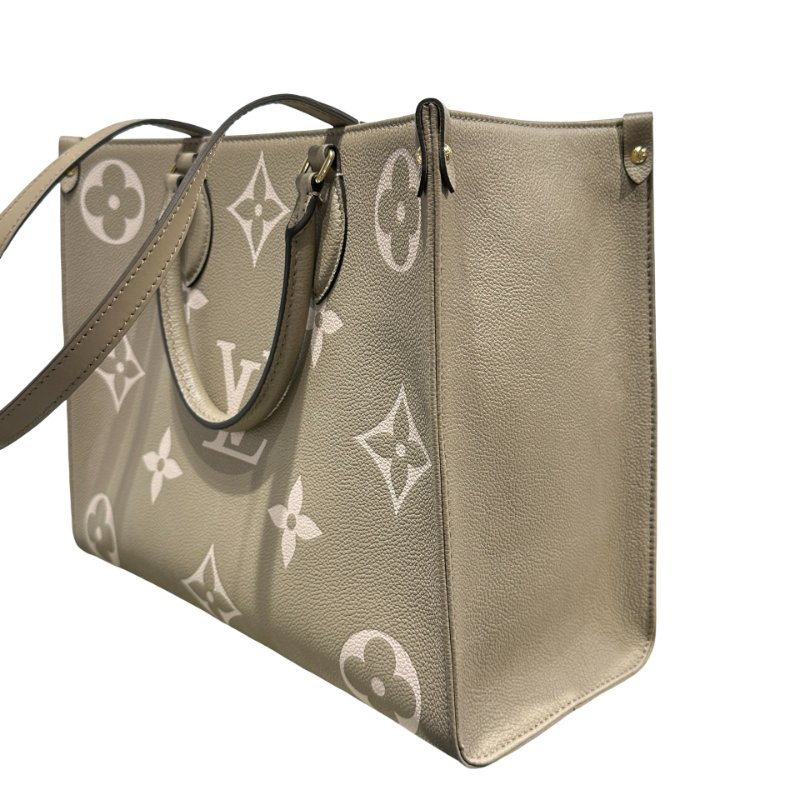 Used LOUIS VUITTON Monogram On the Go Tote Bag Grey GHW-9