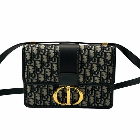 Used DIOR Canvas MONTAIGNE 30 Cross Body Bag Navy Blue