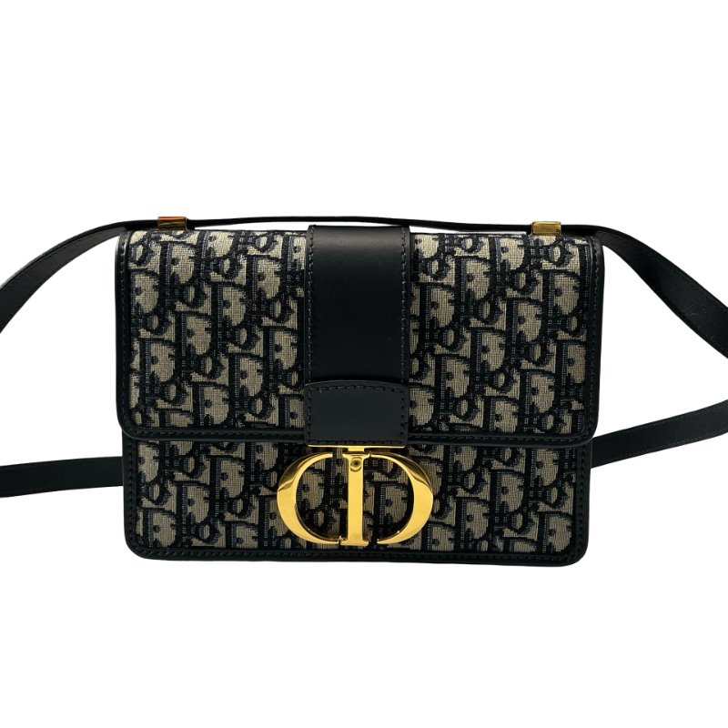 Used DIOR Canvas MONTAIGNE 30 Cross Body Bag Navy Blue-0
