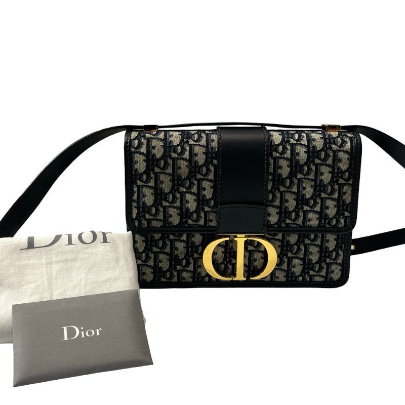 Used DIOR Canvas MONTAIGNE 30 Cross Body Bag Navy Blue-1