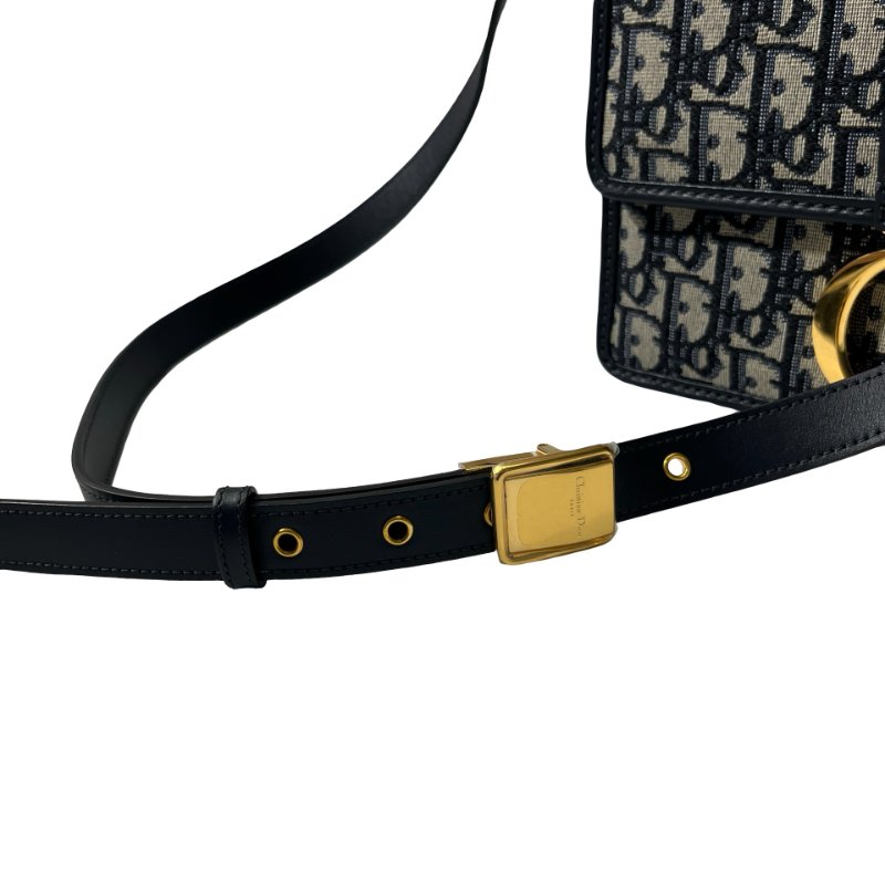 Used DIOR Canvas MONTAIGNE 30 Cross Body Bag Navy Blue-11