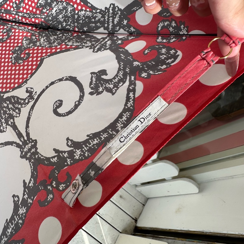 【赫蒂國際精品】Dior 迪奧 法式復古 巴洛克風 紅白點點 華麗遮陽傘/雨傘 vintage-5