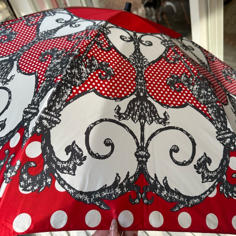 【赫蒂國際精品】Dior 迪奧 法式復古 巴洛克風 紅白點點 華麗遮陽傘/雨傘 vintage-7
