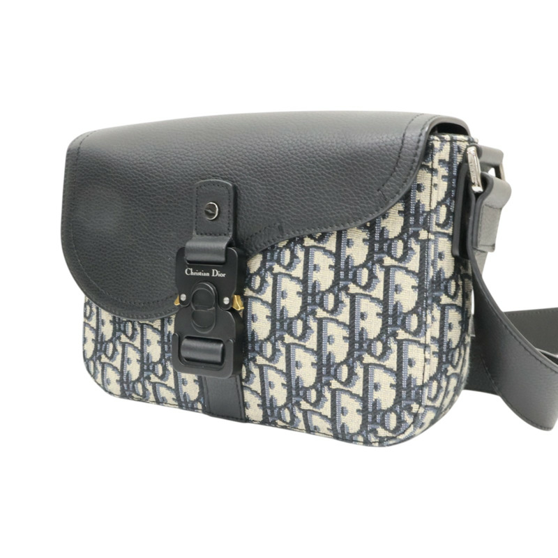 黑色 牛皮 帆布 Saddle 小型 翻蓋 郵差包 肩背包【Dior 迪奧】 1ADPO049YKS_H27E-2