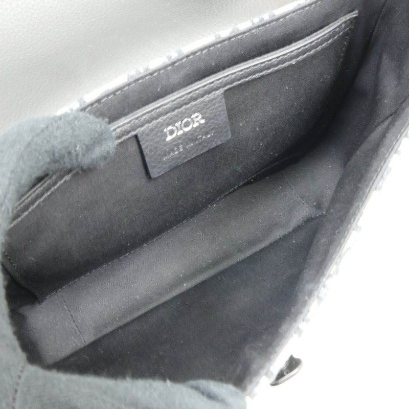 黑色 牛皮 帆布 Saddle 小型 翻蓋 郵差包 肩背包【Dior 迪奧】 1ADPO049YKS_H27E-4