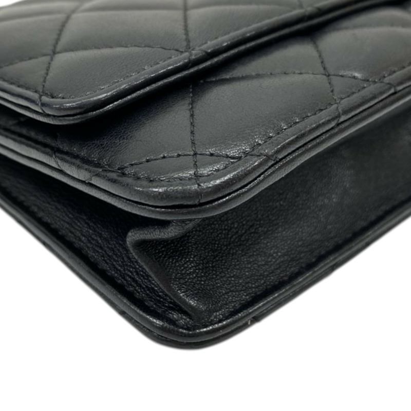 黑色 菱格紋 羊皮 Chain 鍊帶 肩背包【CHANEL 香奈兒】 A33814-13