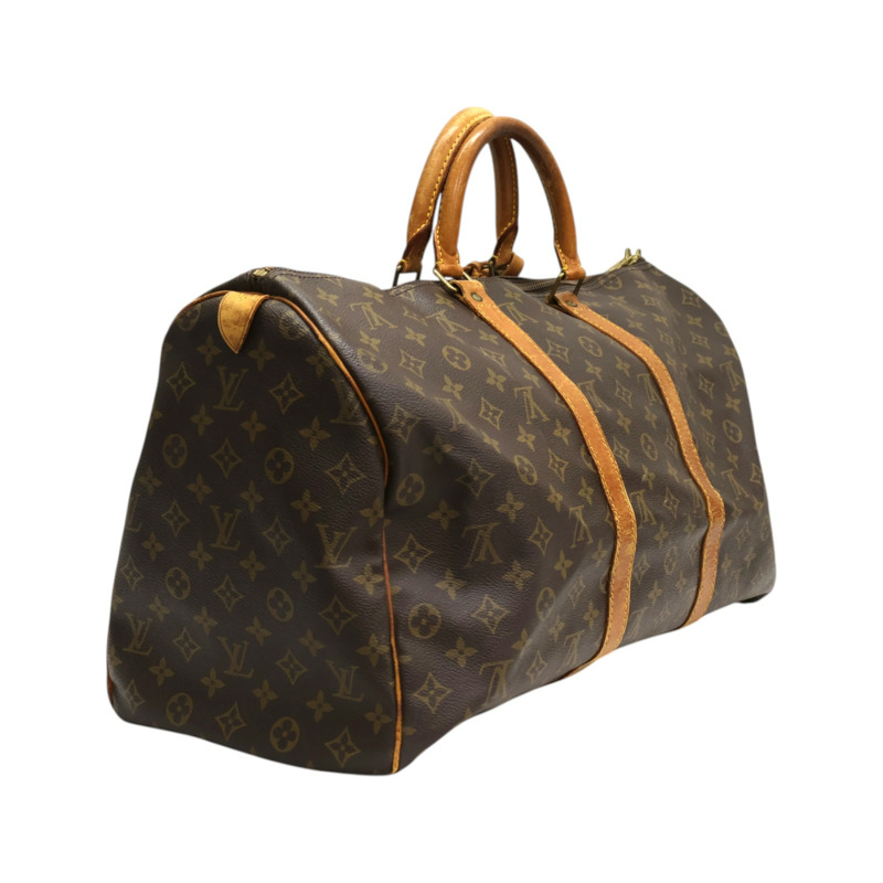 棕色 原花帆布 Keepall50 手提包【LOUIS VUITTON LV 路易威登】 M41426-1