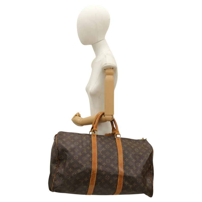 棕色 原花帆布 Keepall50 手提包【LOUIS VUITTON LV 路易威登】 M41426-5