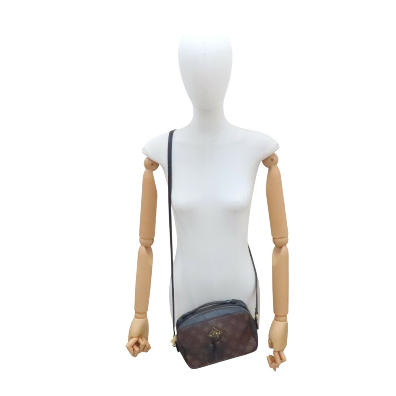 黑/棕色 原花帆布 牛皮 Saintonge 肩背包 M43555【LOUIS VUITTON LV 路易威登】 M43555-8