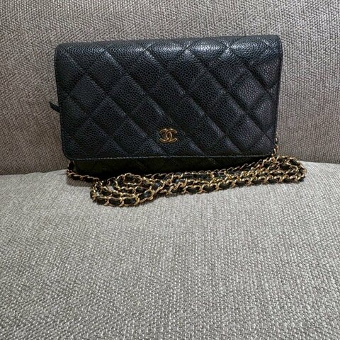 CHANEL WOC 黑金荔枝牛皮菱格紋