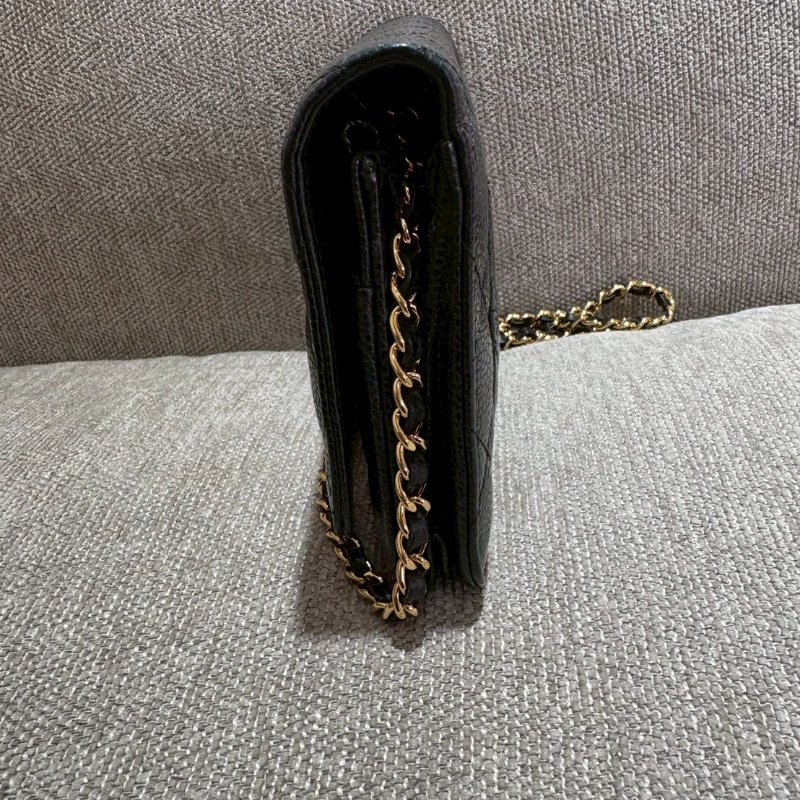 CHANEL WOC 黑金荔枝牛皮菱格紋-2