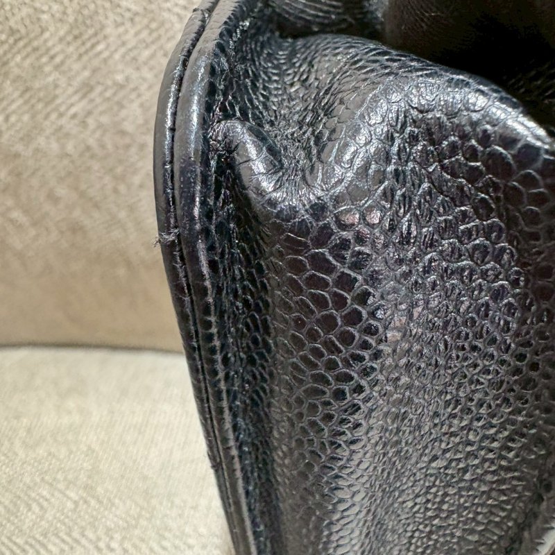 CHANEL WOC 黑金荔枝牛皮菱格紋-7