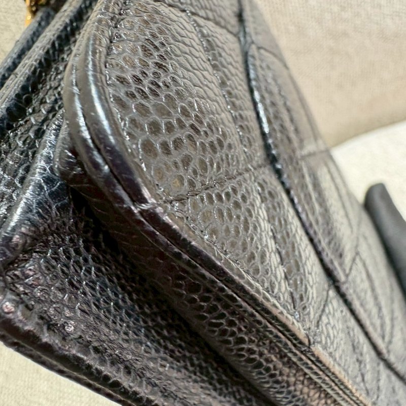 CHANEL WOC 黑金荔枝牛皮菱格紋-9