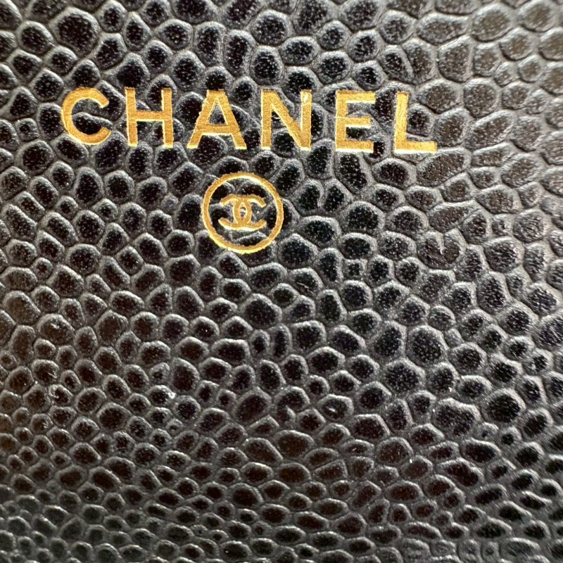 CHANEL WOC 黑金荔枝牛皮菱格紋-10
