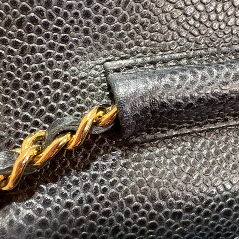 CHANEL WOC 黑金荔枝牛皮菱格紋-13