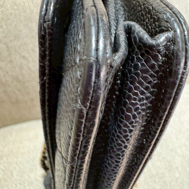 CHANEL WOC 黑金荔枝牛皮菱格紋-16