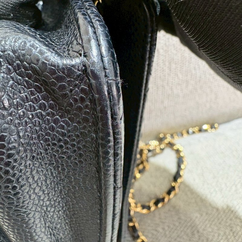 CHANEL WOC 黑金荔枝牛皮菱格紋-18