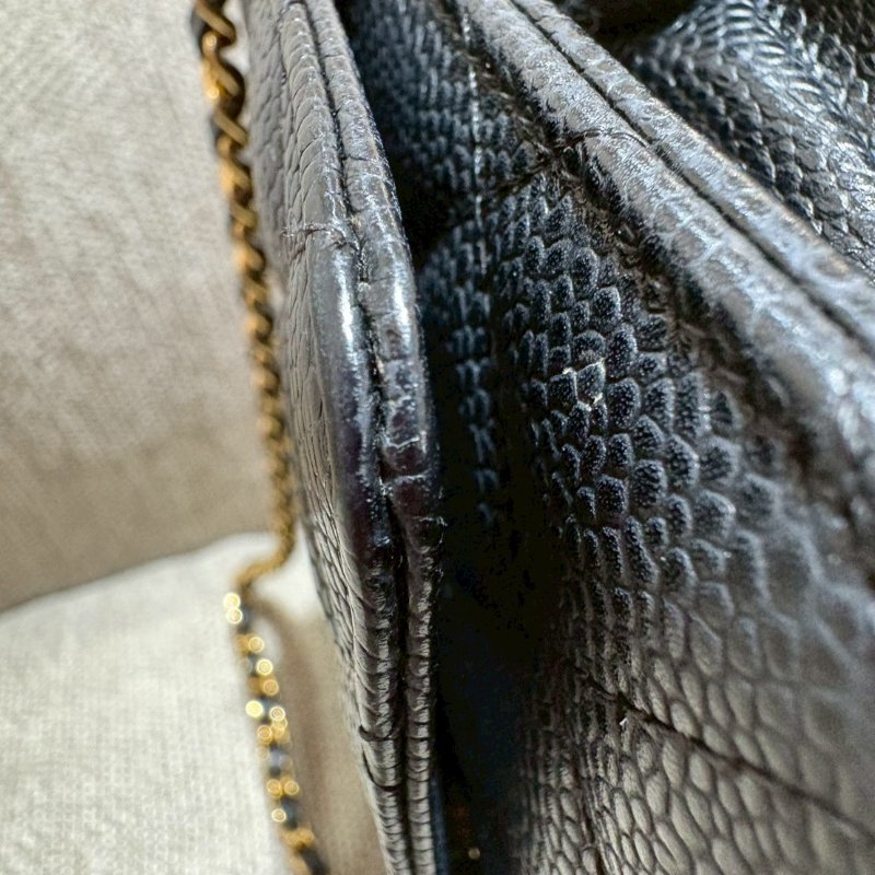 CHANEL WOC 黑金荔枝牛皮菱格紋-19