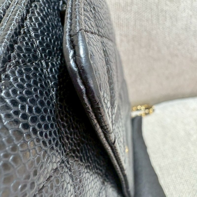 CHANEL WOC 黑金荔枝牛皮菱格紋-20