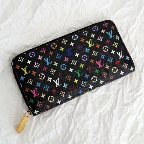 【近新閒置品】路易威登 LV Louis Vuitton 限量村上隆黑三彩錢包長夾 證件票卡夾