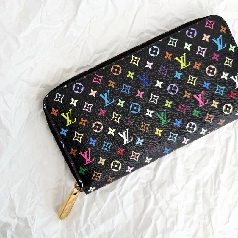【近新閒置品】路易威登 LV Louis Vuitton 限量村上隆黑三彩錢包長夾 證件票卡夾-3