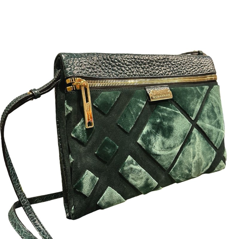 Used BURBERRY Cross Body Bag Green-2