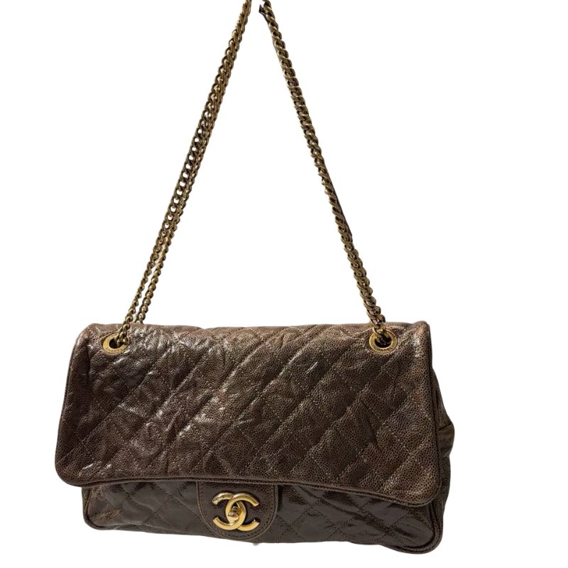 Used CHANEL Shoulder Bag Brown GHW-0