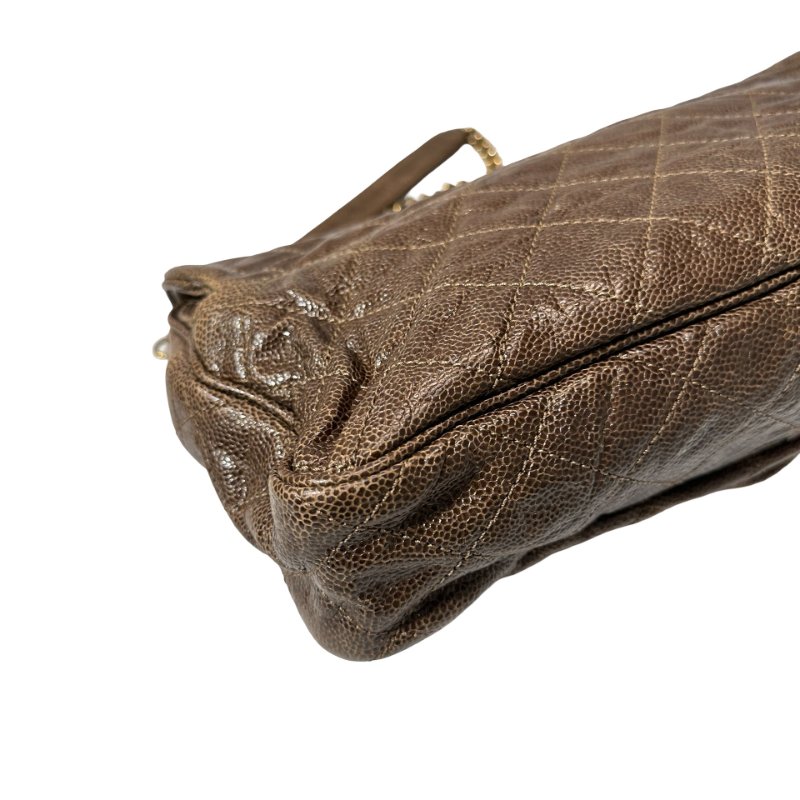 Used CHANEL Shoulder Bag Brown GHW-4