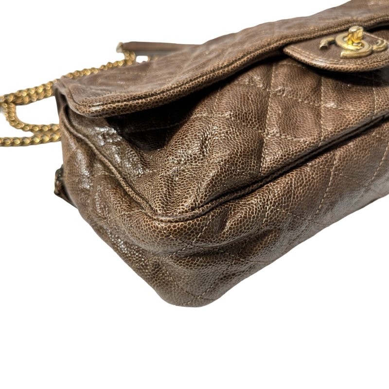 Used CHANEL Shoulder Bag Brown GHW-5