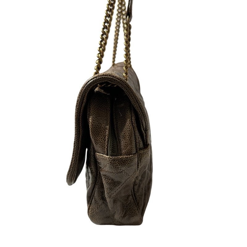 Used CHANEL Shoulder Bag Brown GHW-7