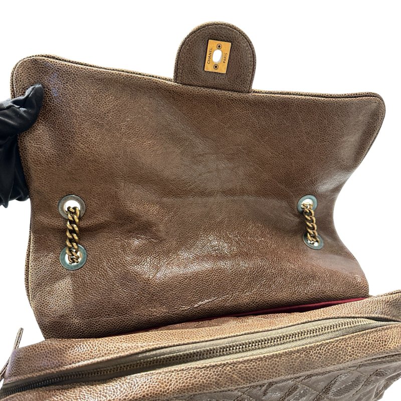 Used CHANEL Shoulder Bag Brown GHW-9