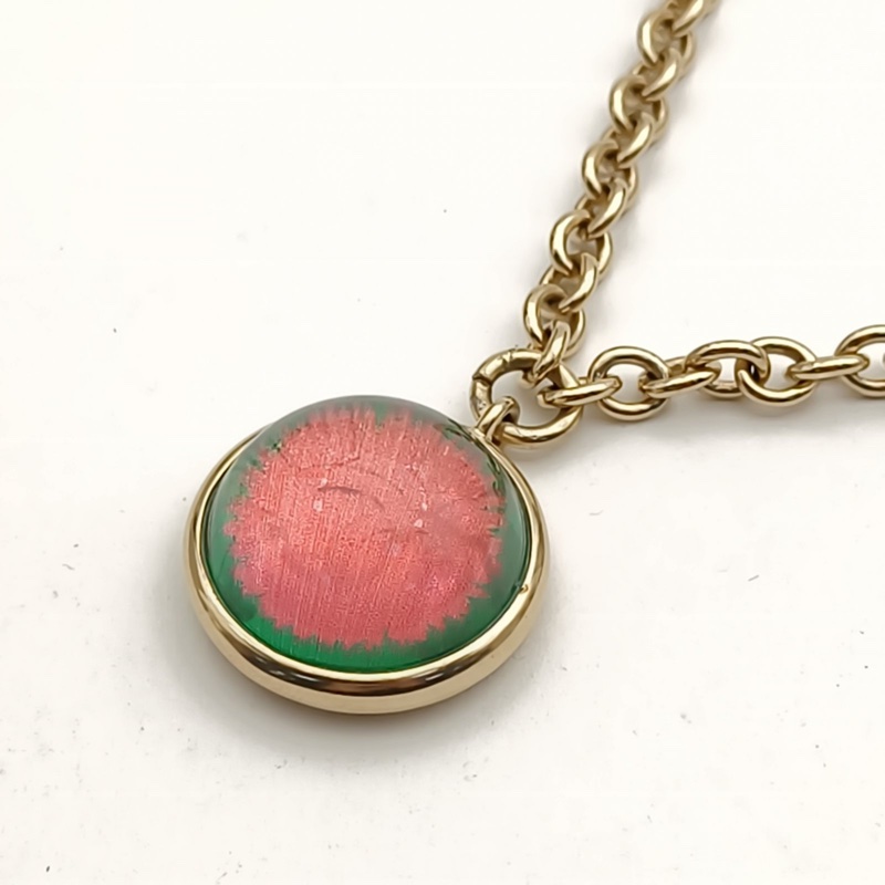 CHANEL 合金22A貓眼圓形雙Clogo項鏈毛衣鏈-1