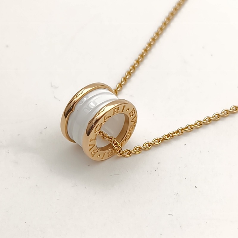 BVLGARI B.ZERO1彈簧項鏈三環扣18K玫瑰金/白陶瓷-1