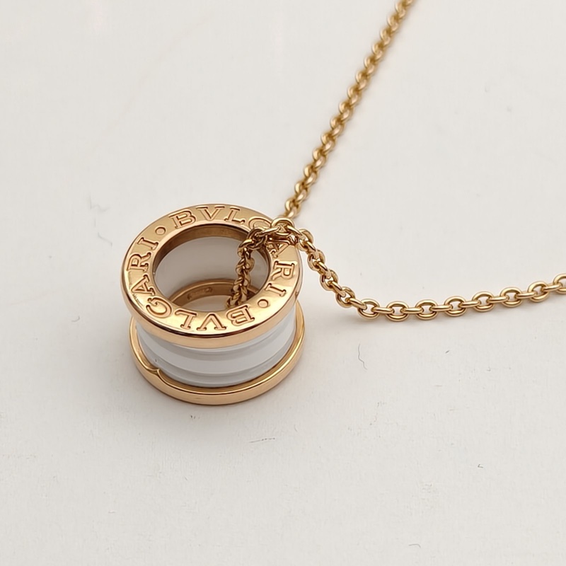 BVLGARI B.ZERO1彈簧項鏈三環扣18K玫瑰金/白陶瓷-2