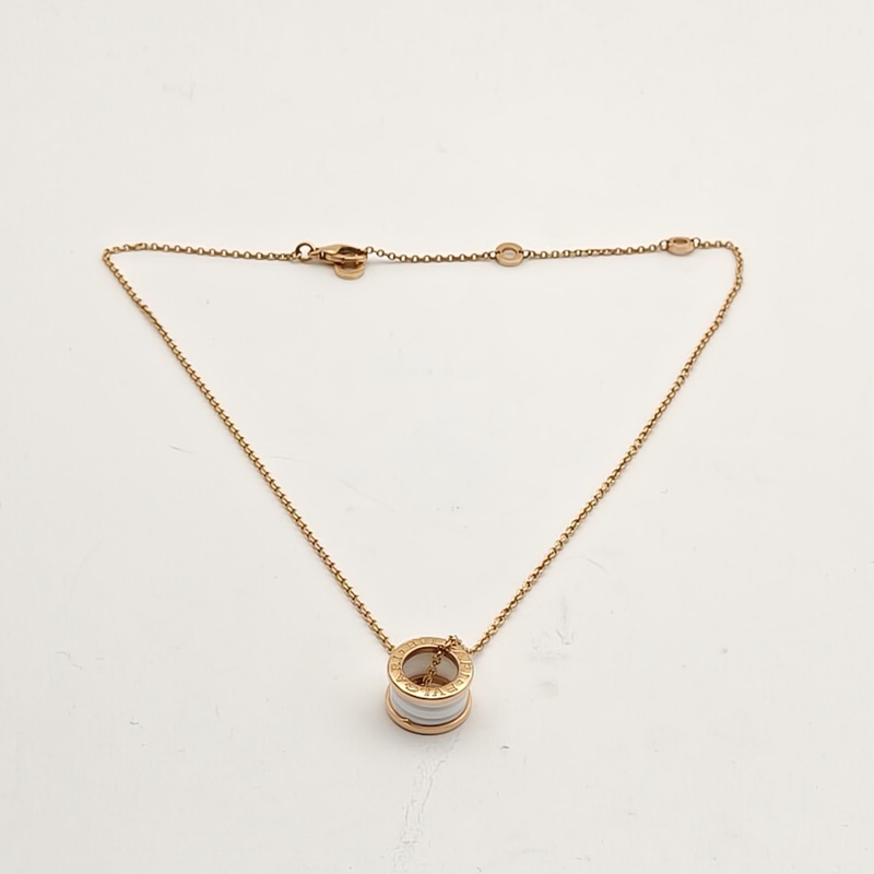 BVLGARI B.ZERO1彈簧項鏈三環扣18K玫瑰金/白陶瓷-4