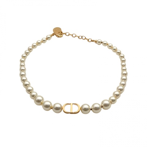DIOR MONTAIGNE珍珠短項鏈金色合金