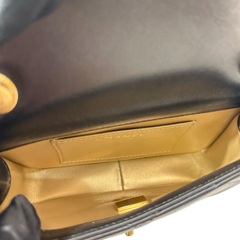 Unused CHANEL Mini flap 17cm Cross Body Bag Black GHW-7