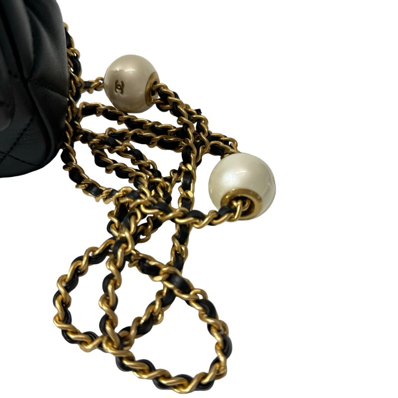 Unused CHANEL Mini flap 17cm Cross Body Bag Black GHW-8