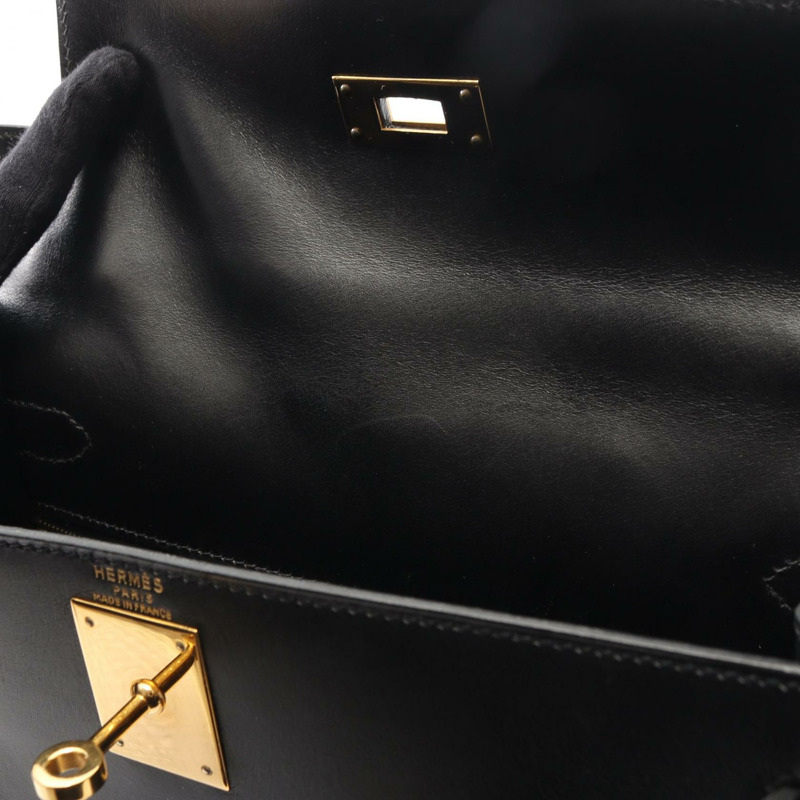 黑色 Box牛皮 Kelly 28 凱莉包 兩用包 〇Z刻 金扣【HERMES 愛馬仕】-11