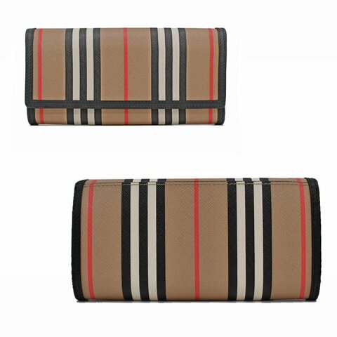 【門市全新現貨】BURBERRY 經典格紋PVC帆布翻蓋皮夾長夾(附原廠防塵袋)