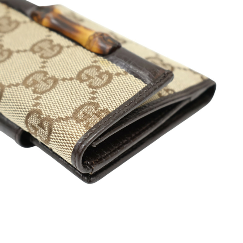 棕色 帆布 雙折短夾 銀扣 112533【GUCCI 古馳】 112533-9