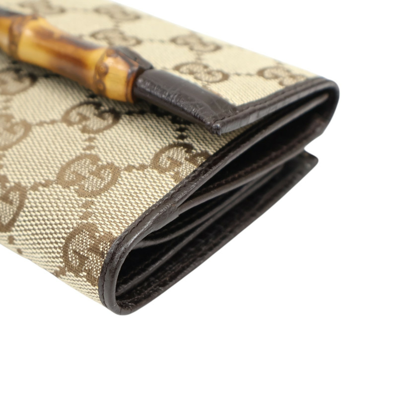 棕色 帆布 雙折短夾 銀扣 112533【GUCCI 古馳】 112533-10