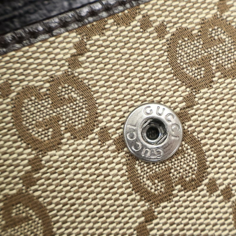 棕色 帆布 雙折短夾 銀扣 112533【GUCCI 古馳】 112533-11