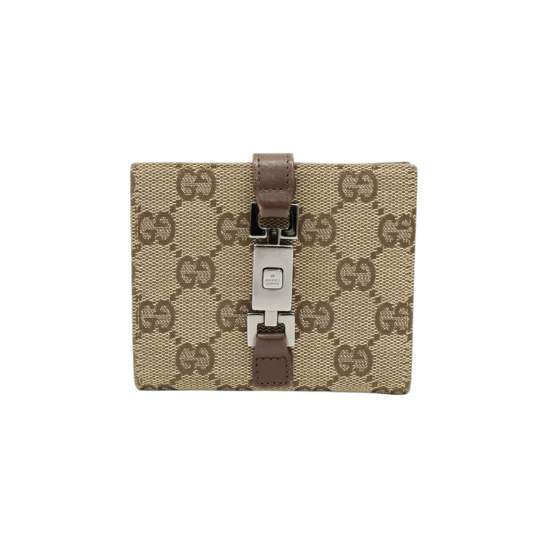 棕色 帆布 Jackie Compact 扣式短夾 05470【GUCCI 古馳】 05470-0