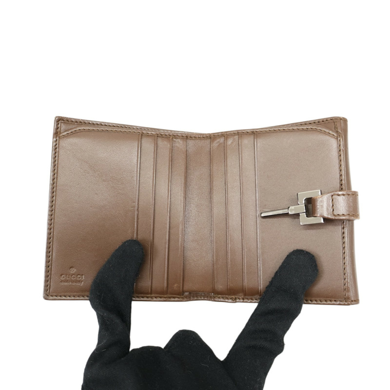 棕色 帆布 Jackie Compact 扣式短夾 05470【GUCCI 古馳】 05470-2